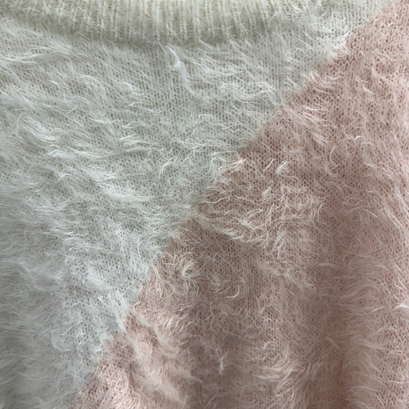 Cozy Two-Tone Sweater - White and Pink - Picture 2 of 5